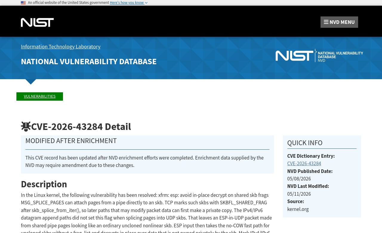 NVD advisory — CVE-2026-43284