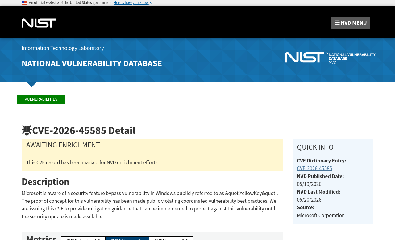 NVD advisory — CVE-2026-45585
