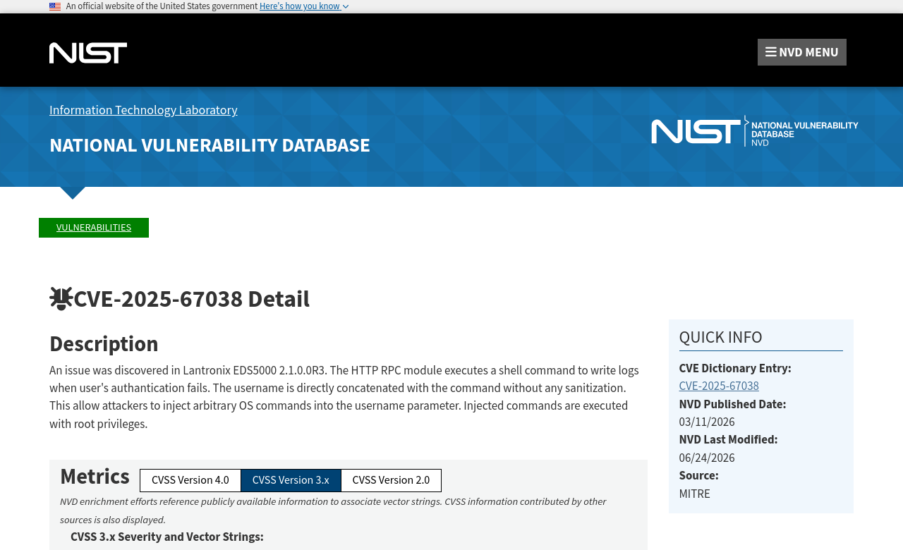 NVD advisory — CVE-2025-67038